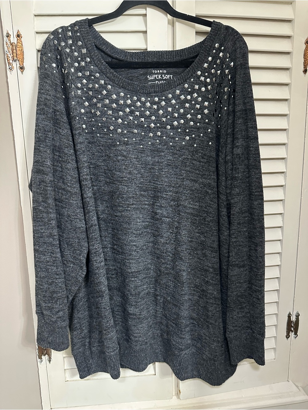 torrid Charcoal Gray Studded Super Soft Knit Sweater